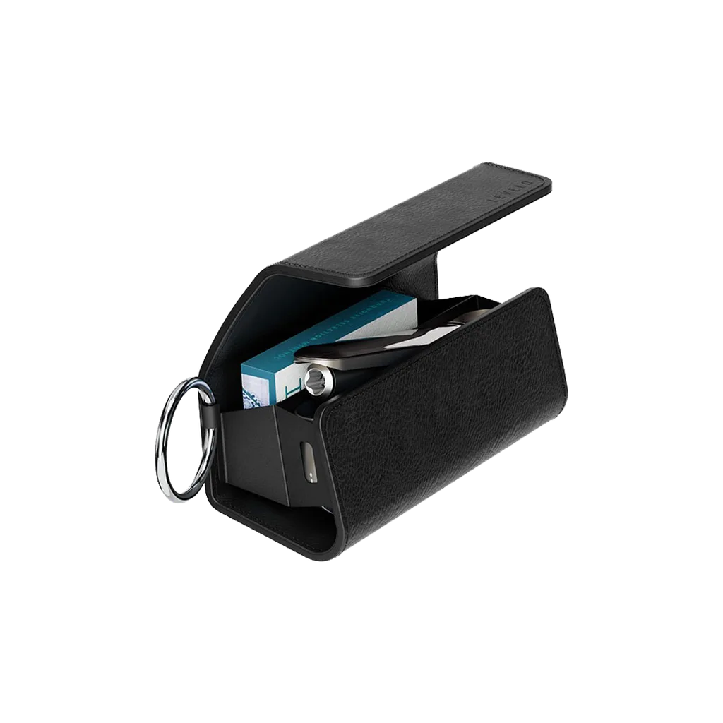 Levelo Neo Leather Case - Black - with Terra Cigarette Compartment | LVLNLQLB