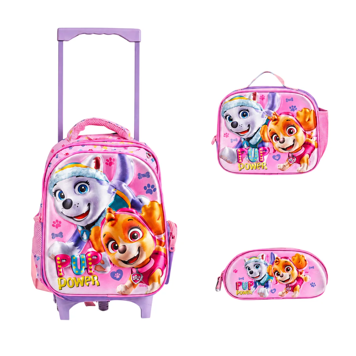 Pink Pup Power Girl Backpack Trolley Set 18 Inch | 485189-8
