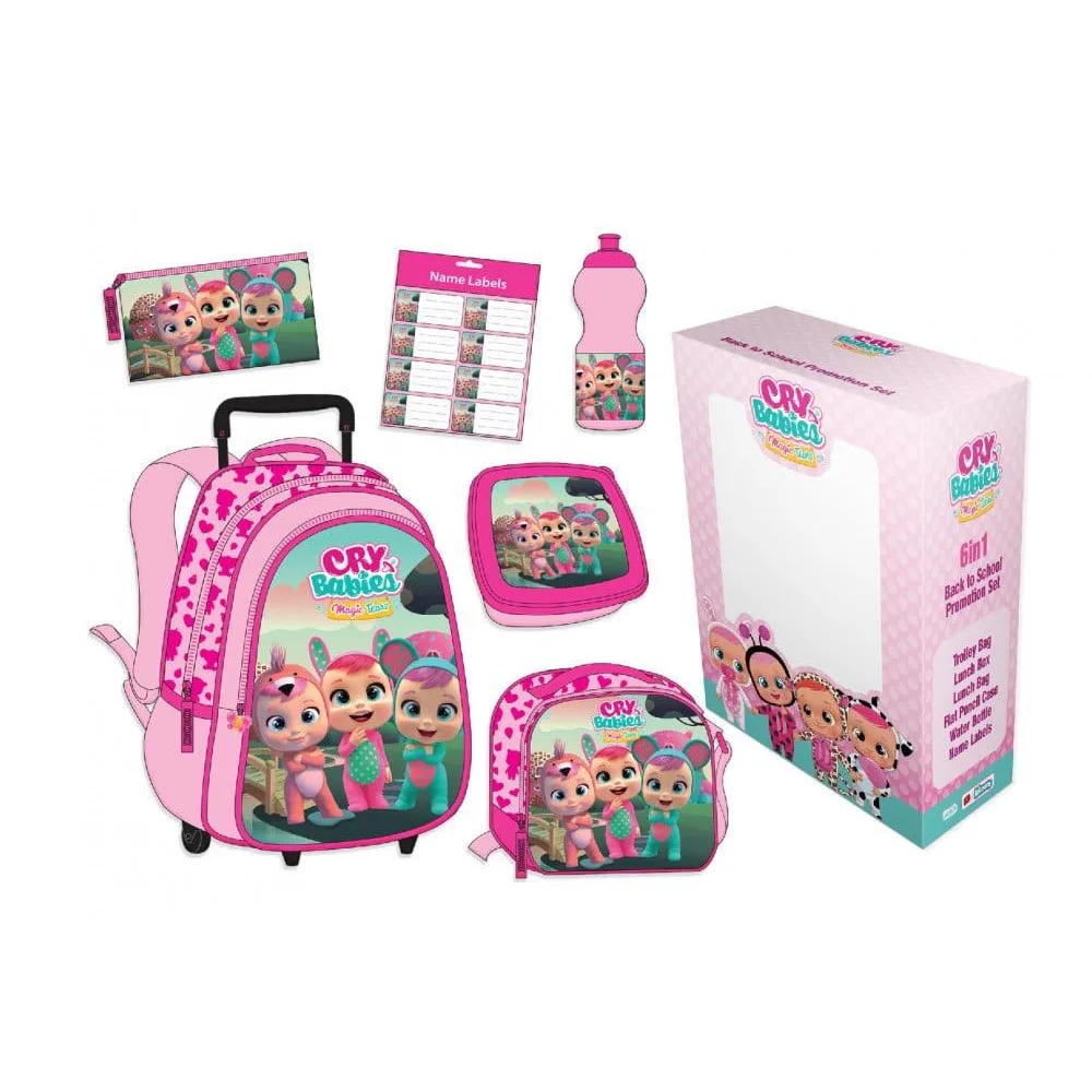 Kids Trolley School Backpack Set - Cry Babies Magic Tears (6-in-1 Set) | CBPR23-1